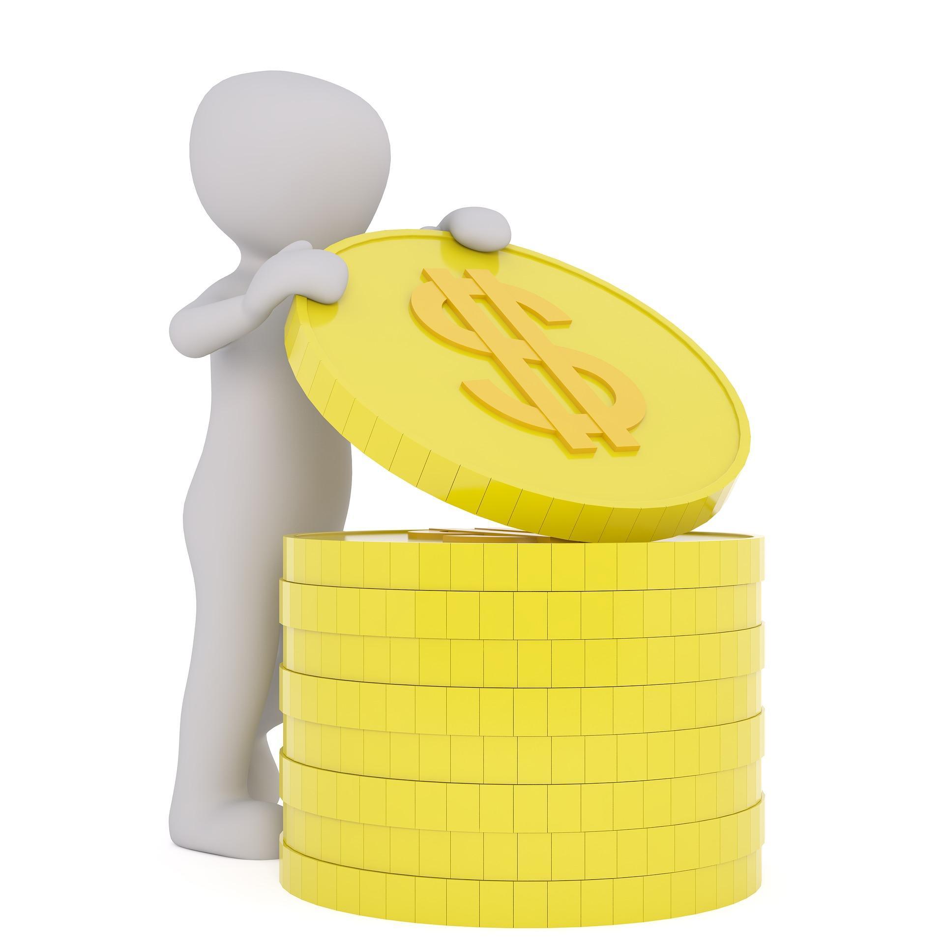 man picking up coin